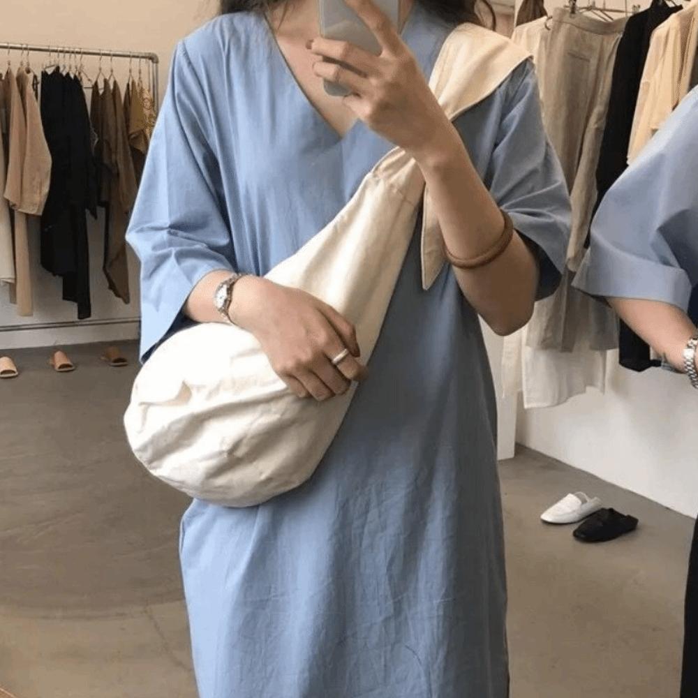 

Сумка-тоут Холщовая сумка через плечо Корейский стиль Сумка-пельмень Простая тканевая нагрудная сумка Мужская белый