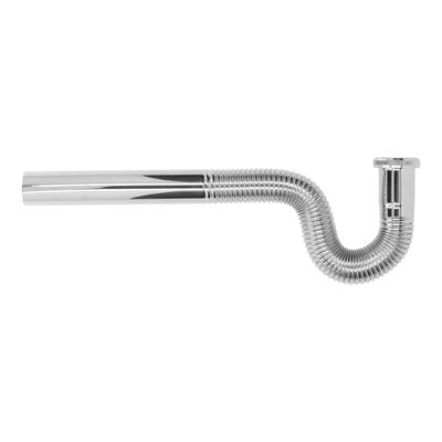Tubo flessibile in ottone con sifone a P, ondulato, decorativo, inodore, flessibile, per scarico del lavandino del bagno