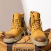 2025 Men's British Style Yellow High-Top Winter Work Boots with Thick Sole