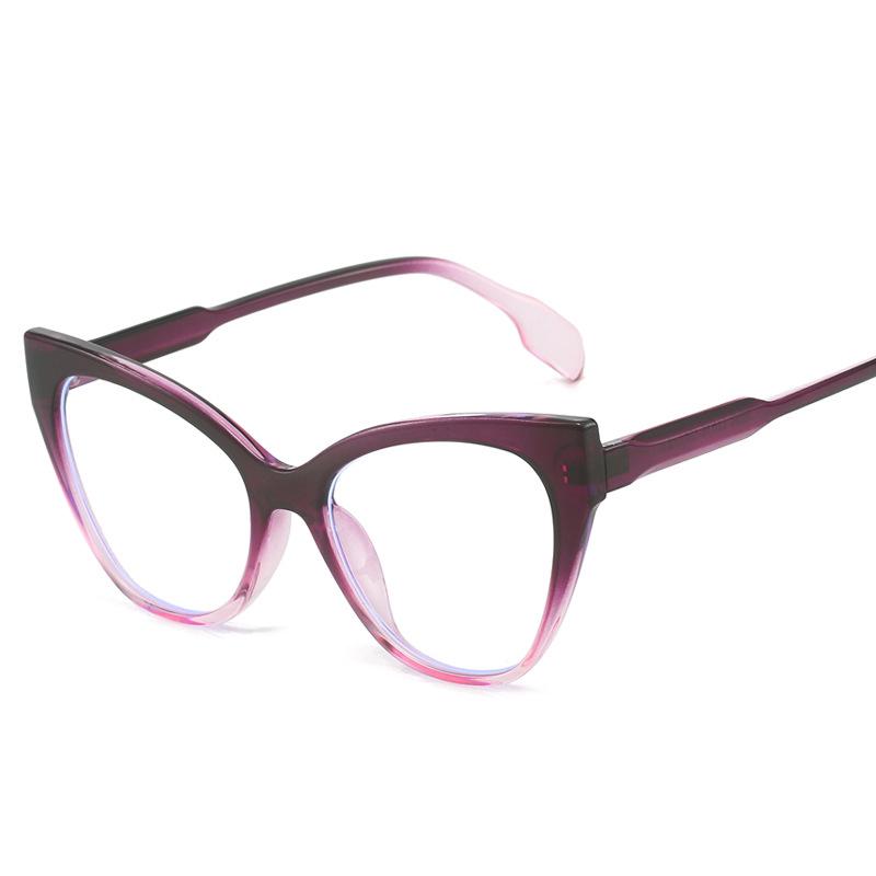 Women Cat Eye Optical Eyeglasses Blue Light Blocking Prescription Glasses Retro Fashion Contrasting Flat Light Eyewear