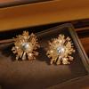 3.5cm Gold Plated Exaggerated Striped Round Clip On Earrings For Women Party Temperament Jewelry