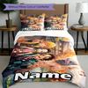 Set cuvertură de pilota 3 buc (1 * Husă de pilota + 2 * Față de pernă, Fără Miez), Set de așternut personalizat cu nume și model Demon Slayer, Cadou pentru Decorarea Dormitorului de Acasă
