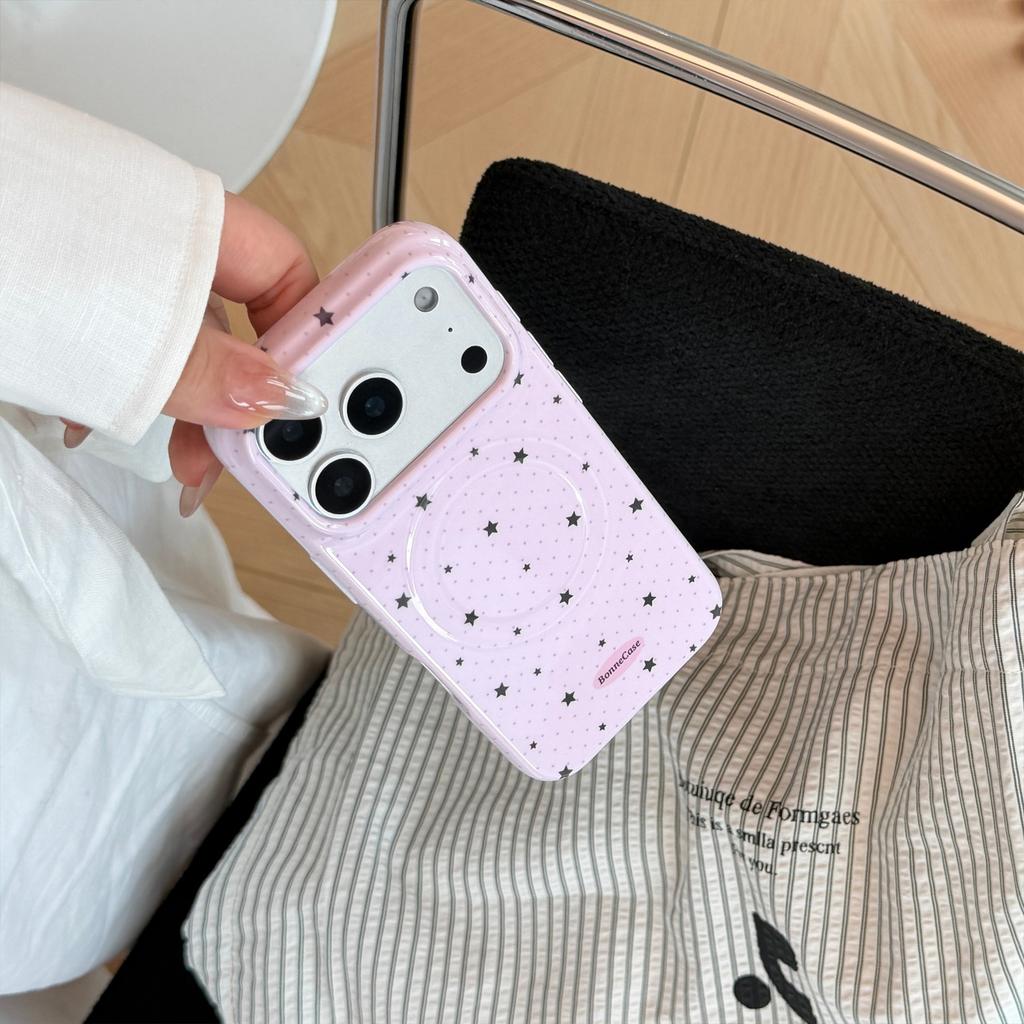 Full screen black star magnetic suction bracket is suitable for 17 Apple 17pm soft film glossy iphone16 mobile phone case 15 Korea