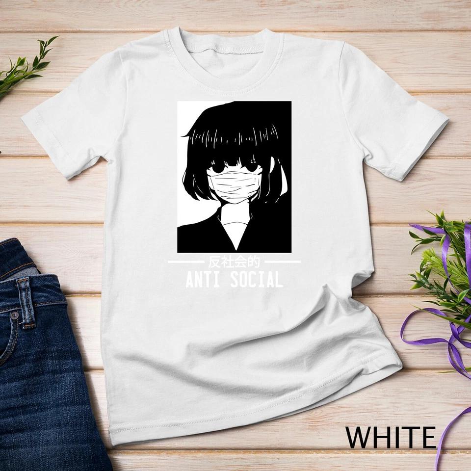 Anti Social Japanese Text Aesthetic Vaporwave Anime Gift T-Shirt Unisex T-shirt 8 2XL