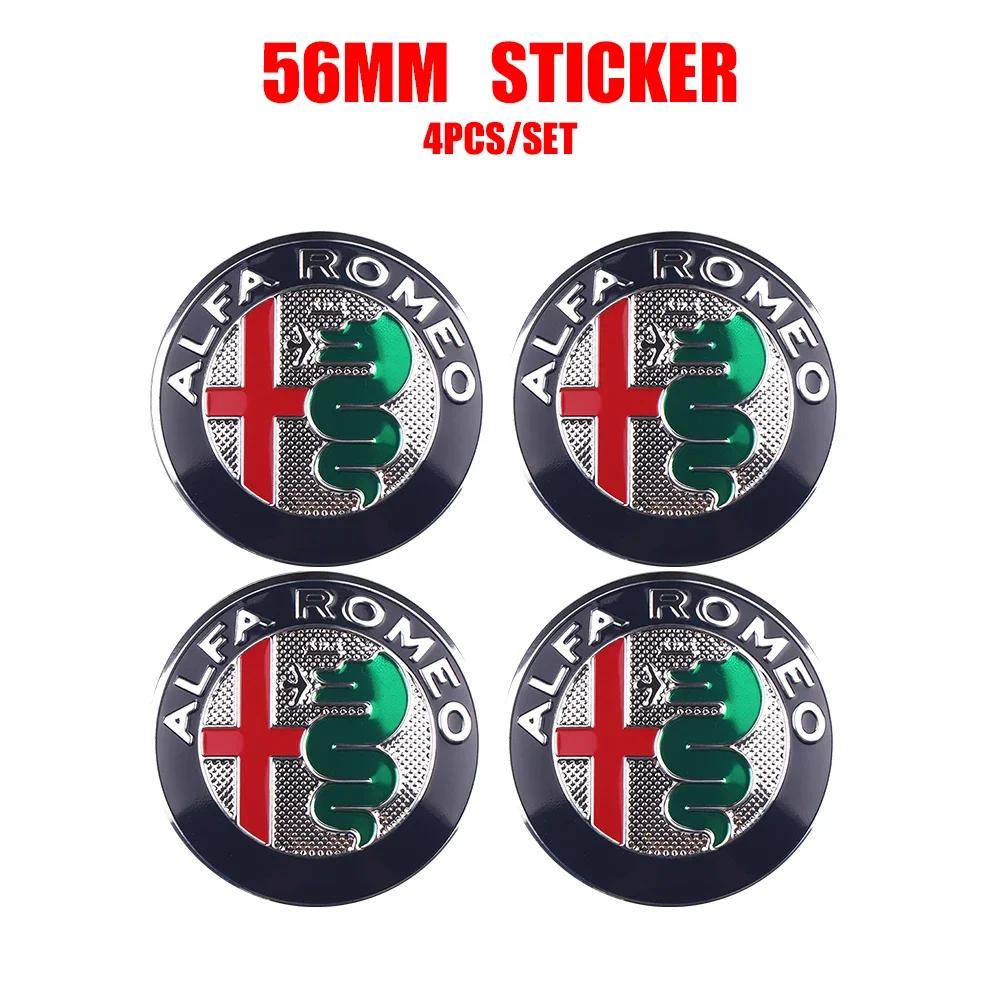 4PCS 56MM car hub center cover label wheel hub center decorative accessories for Alfa Romeo Giulia Giulietta 159 Mito Spider GTA