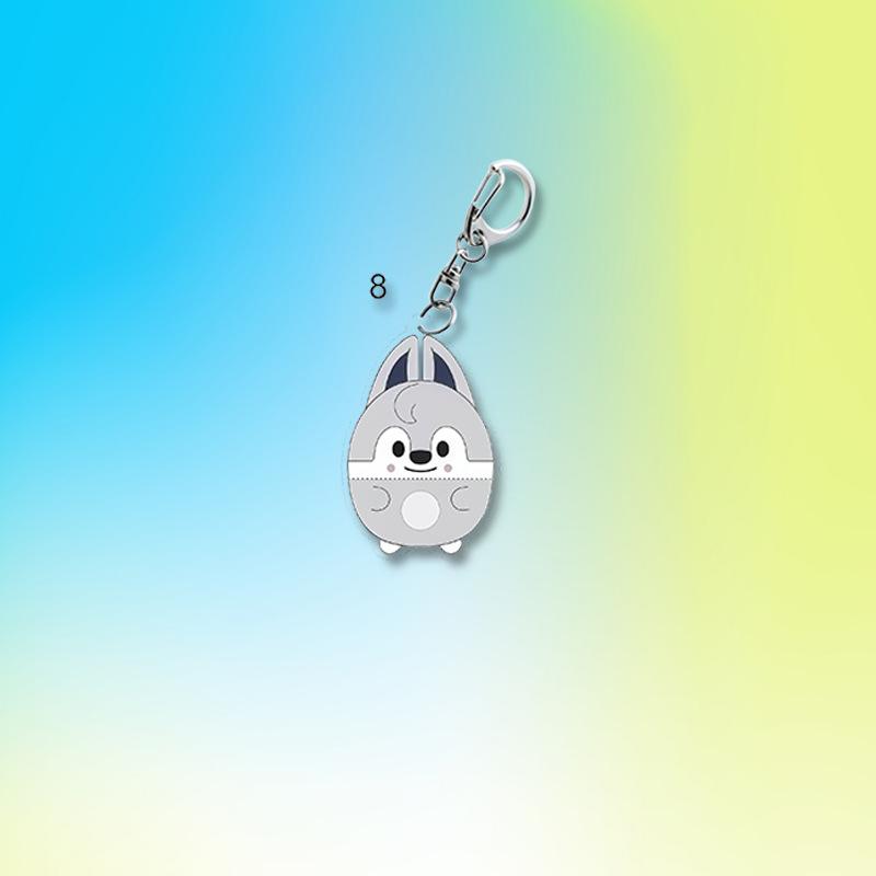 Stray Kids Acrylic Keychain with Lightstick Charm, Cute Sitting Cartoon Characters Bag Pendant, STAY Fans Kpop Accessory