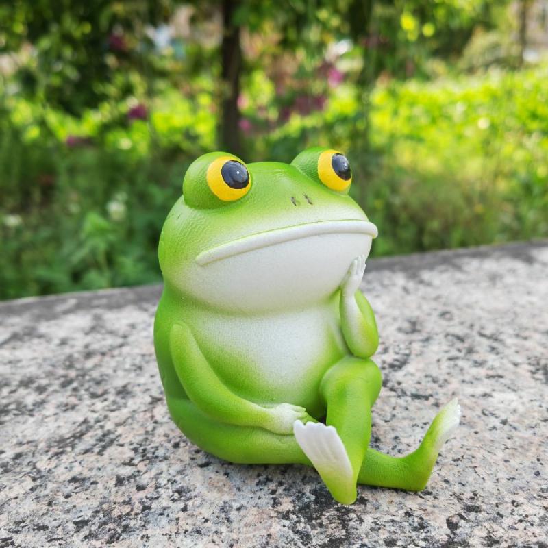 New Thinking Frog Garden Statue Sculpture Ornament Home Desktop Decoration Resin Craft Small Gift
