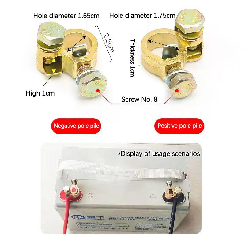 2 Stück Multifunktionaler Batterieklemmen Reiner Kupfer Batteriekontakt Automobil LKW Universal Reiner Kupfer Batterieklemme