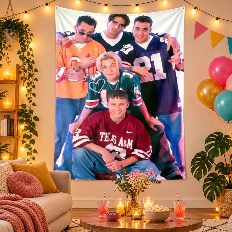 Polyester Wall Tapestry with Backstreet Boys Design, Decorative Hanging for Bedroom Living Room Dorm