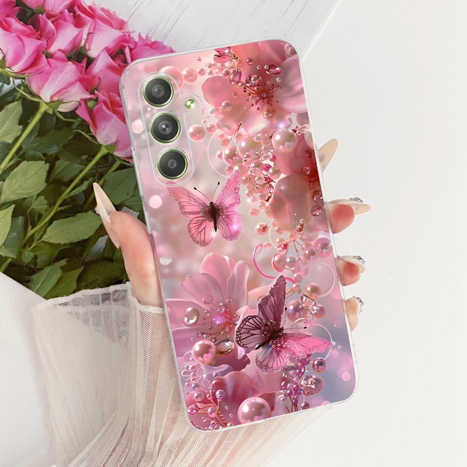 For Samsung Galaxy A54 Cute Flower Butterfly Cat Painted Case For Samsung A54 5G SM-A546B Soft Silicone TPU Phone Cases