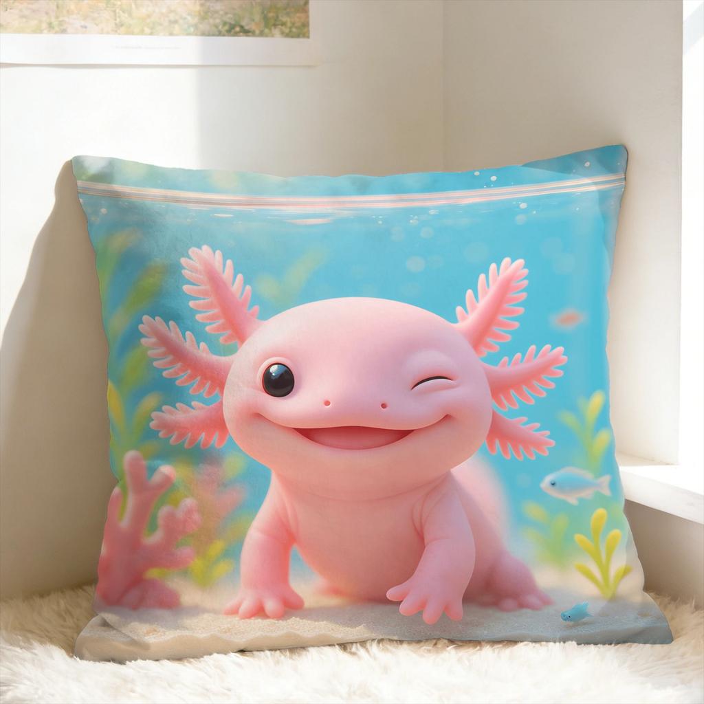 Cute Axolotl Pillow Cover Morden Pillow Case For Sofa Home Decor Custom Pillowcases Gift