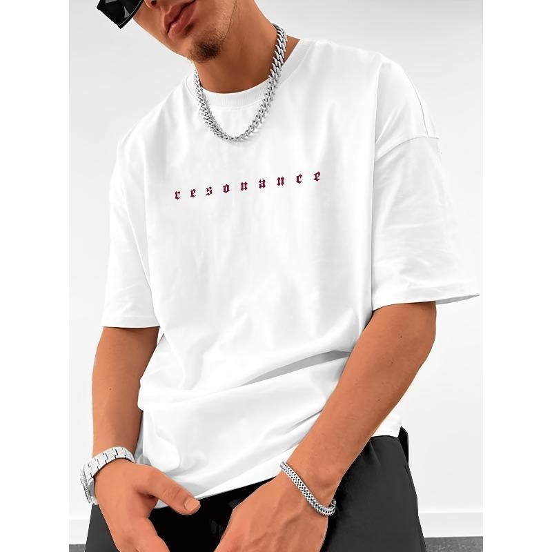 Men's Streetwear Casual Short Sleeve T-Shirt for Summer - Round Neck Regular Fit with Chest Print, Machine Washable Breathable, Layering Basic Tee