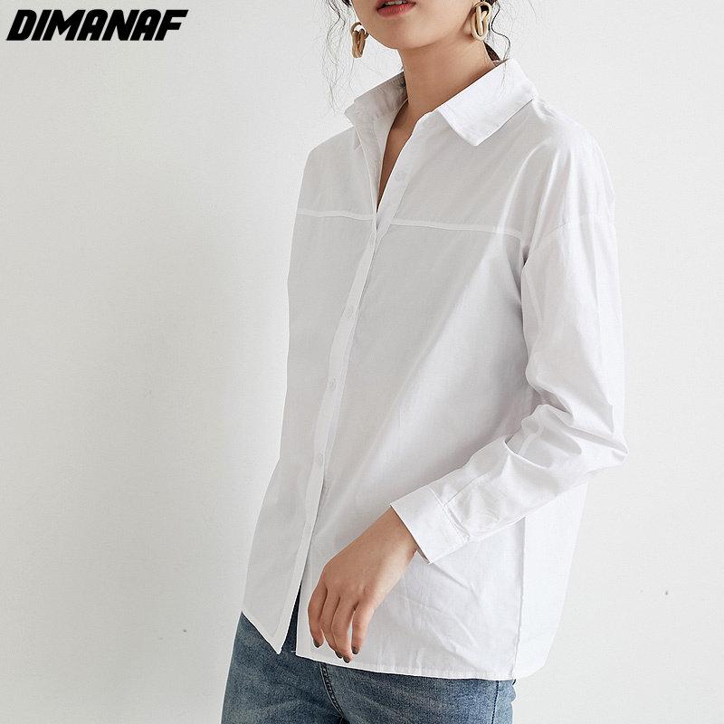 

DIMANAF 2023 Летняя стильная блузка Повседневная рубашка Женская одежда Свободная белая рубашка с длинным рукавом