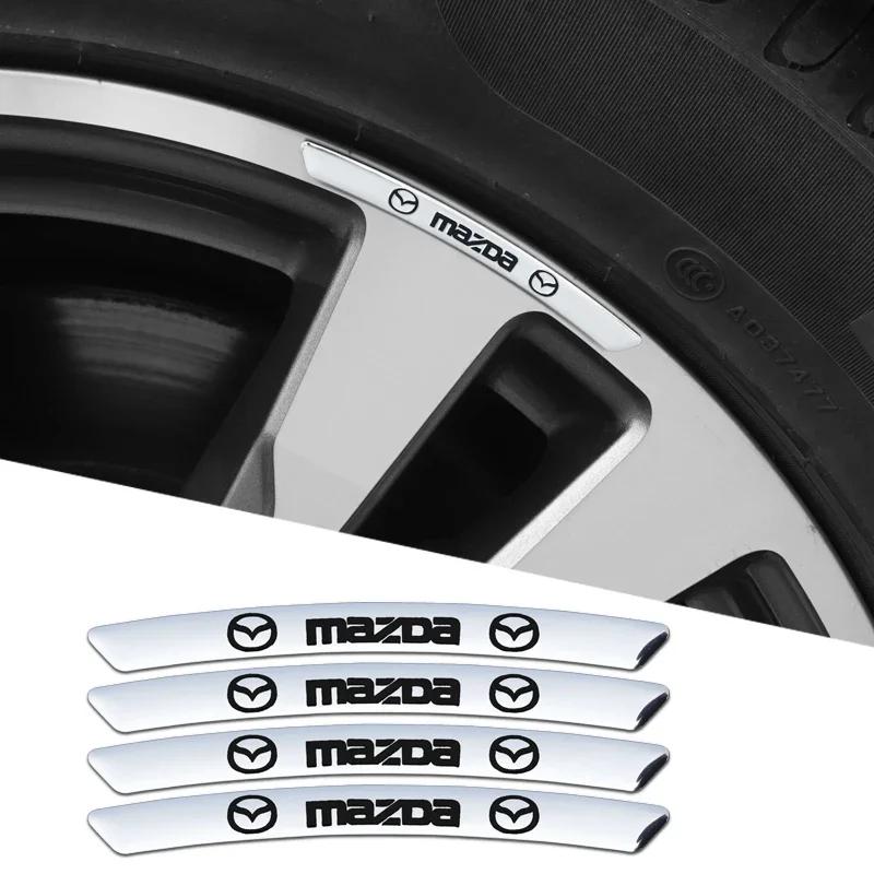 

2025 Hot 4Pcs Aluminium Car Hub Decal Stickers Auto Accessories For Mazda 2 6 3 CX5 CX80 CX70 CX90 MX30 CX60 CX50 CX30 BT50 e-TP