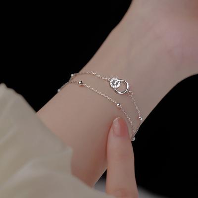 Neues Mobius-Ring-Doppelring-Armband für Mädchen, neues leichtes, luxuriöses und einzigartiges, exquisites Doppelschicht-Geburtstagsgeschenk mit Diamanten