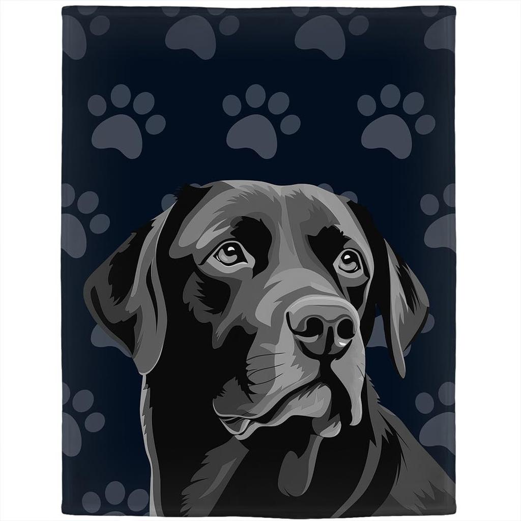 Labrador Printed Flannel Blanket Black Dog Blanket Pet Blanket Dog Lovers Gift Blanket