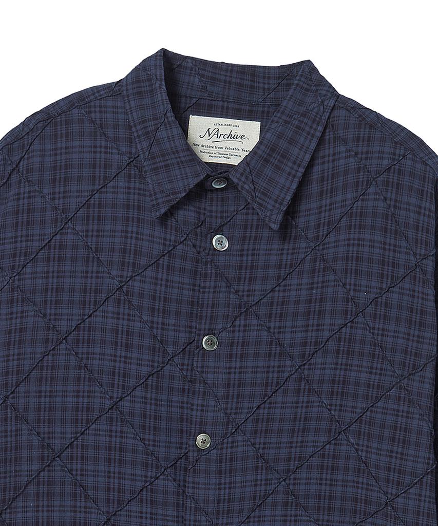 BEYOND CLOSET [Collection Line] Artisan Stitch Check Shirt Navy