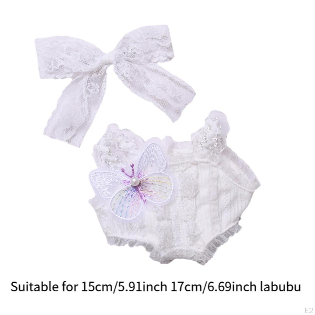 2 Pieces 15cm 17cm Girl Doll Clothes Clothing, Bowed Headdress Decor, Pendant Rompers Set