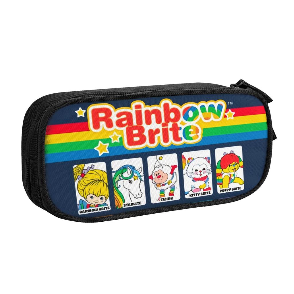 Kawaii Cartoon Cute R-Rainbows B-Brites Anime Pencil Case for Boys Girls Large Capacity Pen Box Bag School Supplies