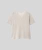 OCCUR Cooling Linen Lyocell Blended V-Neck Short Sleeve Knit, Oatmeal