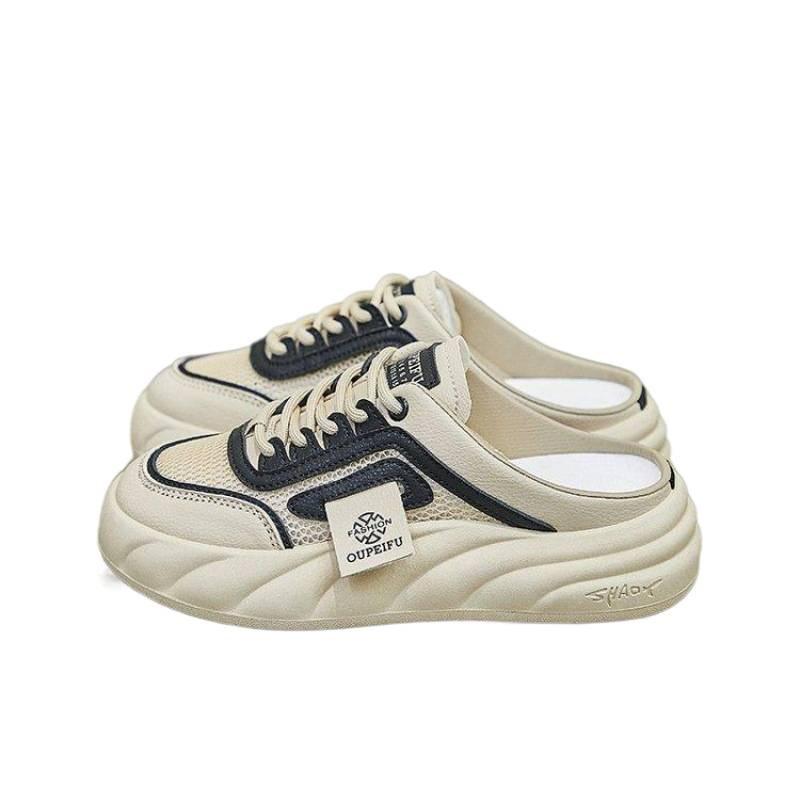 

Thick-soled bag head shoes for women s fashion and versatile one-pedal 2025 new super hot big head casual women s shoes 34 бежевый