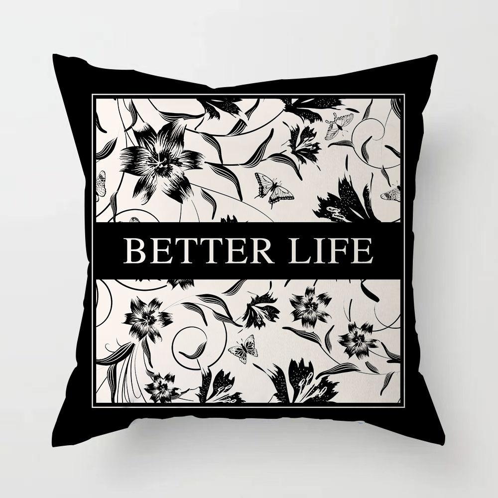 American Retro Light Luxury Pillow Black and White Sofa Living Room Pillow Cushion Dormitory Bedroom Bedside Pillow Removable and Washable