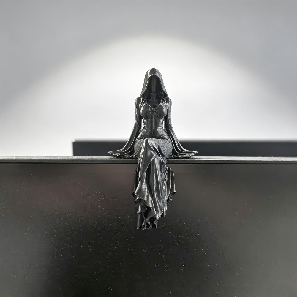 3D Printed Sitting Pose Lady Sculpture Handmade Female Tabletop Ornament Bookshelf Decor
