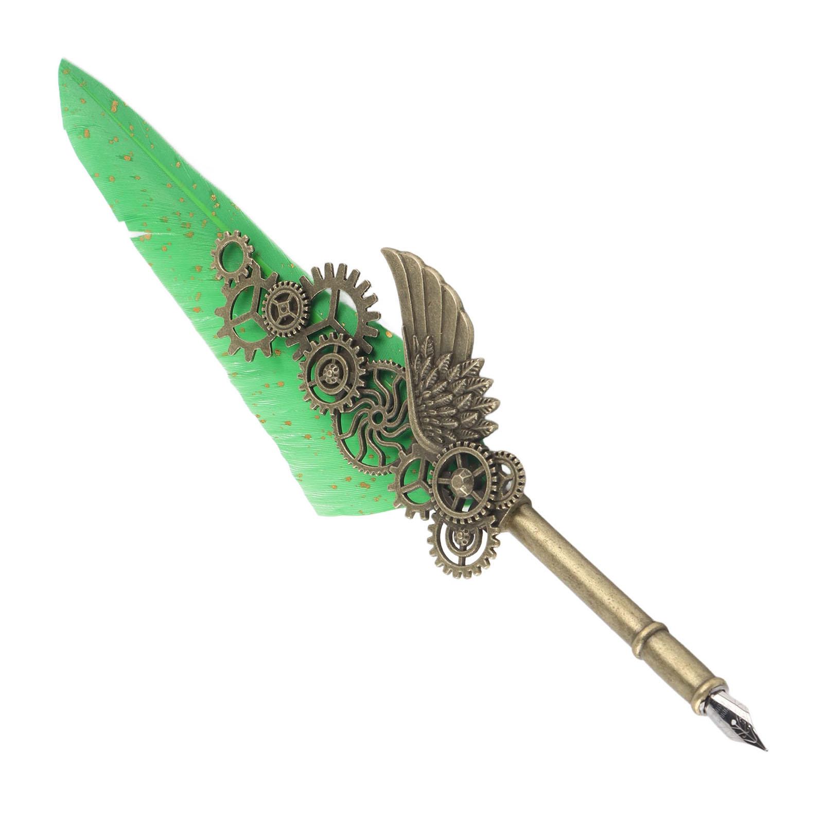 

Quill Pen Set Retro Elegant Exquisite Pattern Stainless Steel Nib Wear Resistant Caligraphy Pen Kit