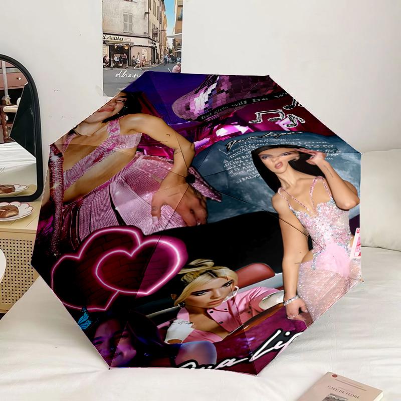 pop music Dua Lipa Umbrella 8-Frame for Travel, camping, Casual Lightweight Portable Umbrella, Essential for every family Holidays Birthday Gift