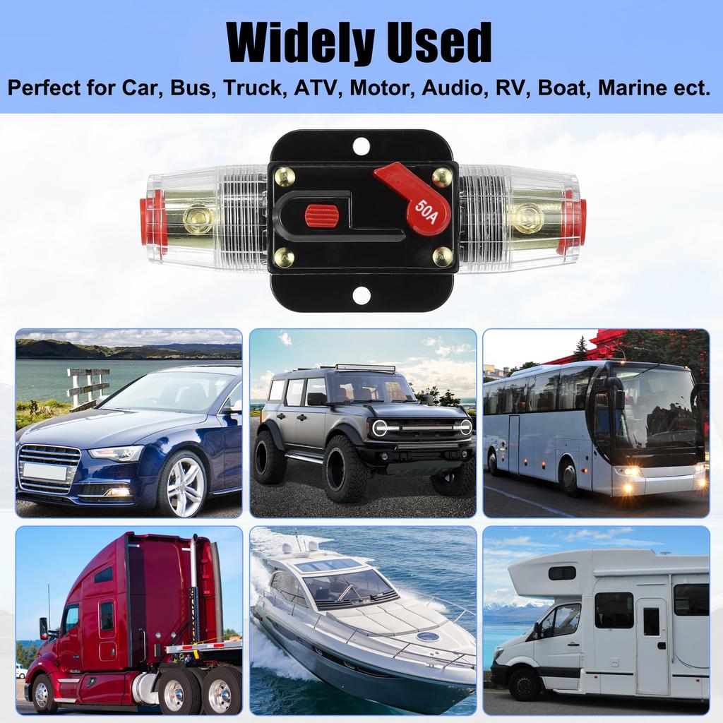 X AUTOHAUX Inline Circuit Breaker Car Protection Stereo Switch Fuse Holder Reset Fuse