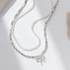 New Bow Necklace Women's Simple and High-end Retro Double-layered Design Imitation Pearl Collarbone Chain