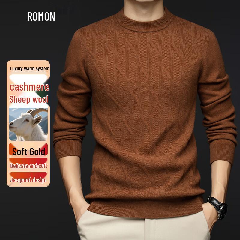 

ROMON Men s Cashmere Blend Round Neck Sweater L