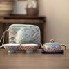 Ceramic Lily Travel Teapot Set One Teapot with Two Cups Lantern-shaped Teapot Travel Express Set Office Tea-making
