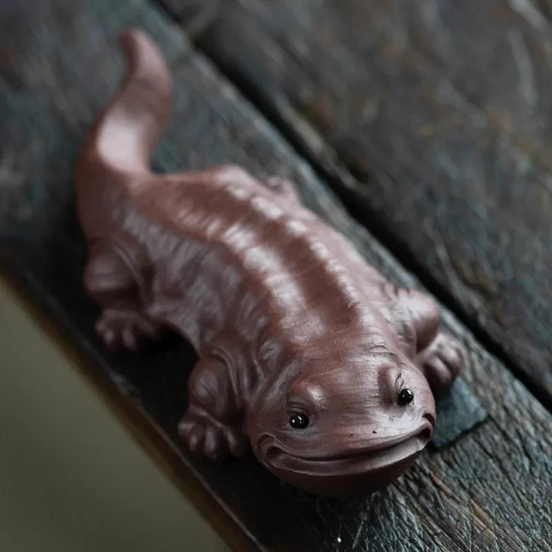 

Chinese Yixing Sculpture Purple Clay Tea Pet Creative Fish Statue Ornaments Handmade Tea Figurine Crafts Tea Set Decoration Art 12.5x6x3cm