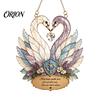 Christmas Tree Hanging Decoration Stained Glass Style Swan Pendant, Decorative Acrylic Suncatcher for Window Car Romantic Gift Her And Ornament,