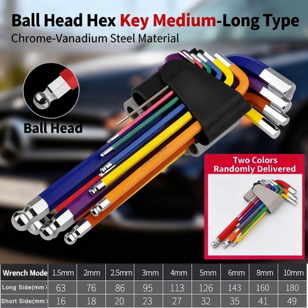 Car Colorful Mirror Hexagonal Wrench Set, Colorful Wrench Set, Hexagonal Wrench Set, Used for Bicycle Repair, Home DIY