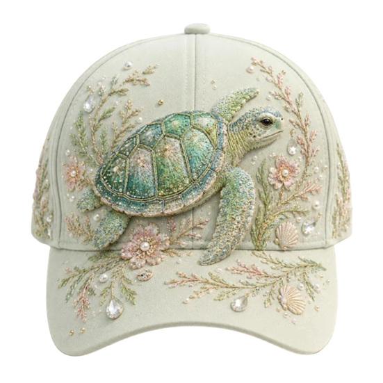 Turtle Whale Jellyfish Pattern Cap Ocean Creatures Baseball Cap, Adjustable Sun Hat with Sea Back Buckle Animal Patterns, Trucker for Men And