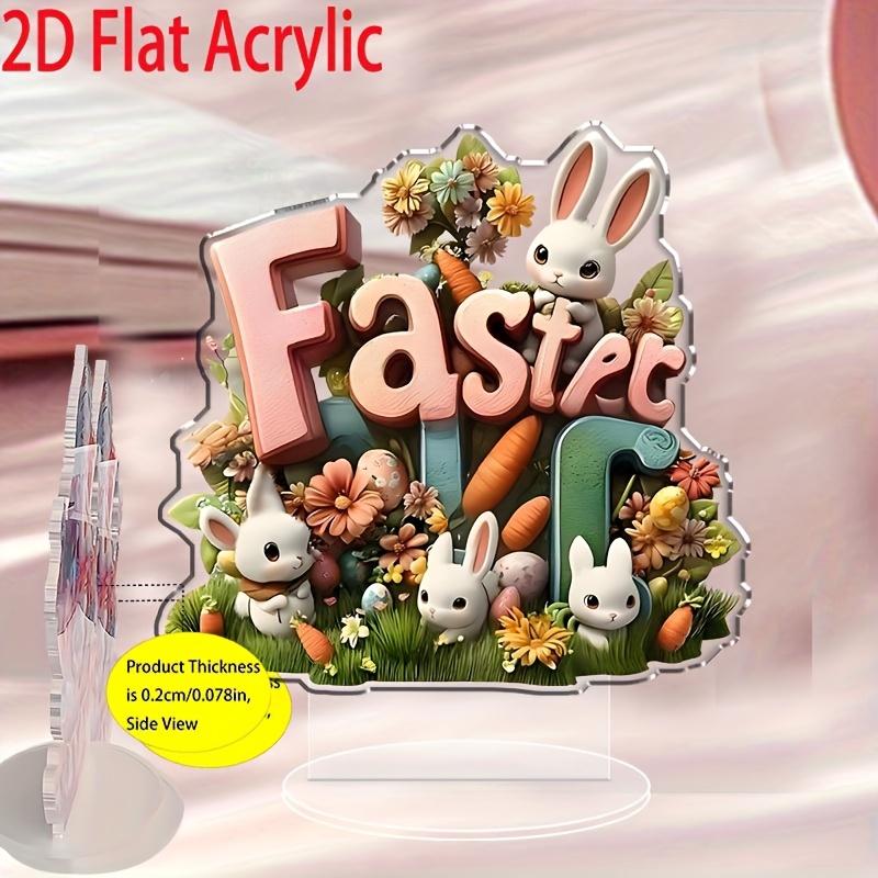 2D Flache Böhmische Stil Acryl Osterei und Hase Thema Schreibtischdekoration, Geeignet für Wanddekoration, Veranda, Zimmer, Villa, Akzente Zuhause, Flur