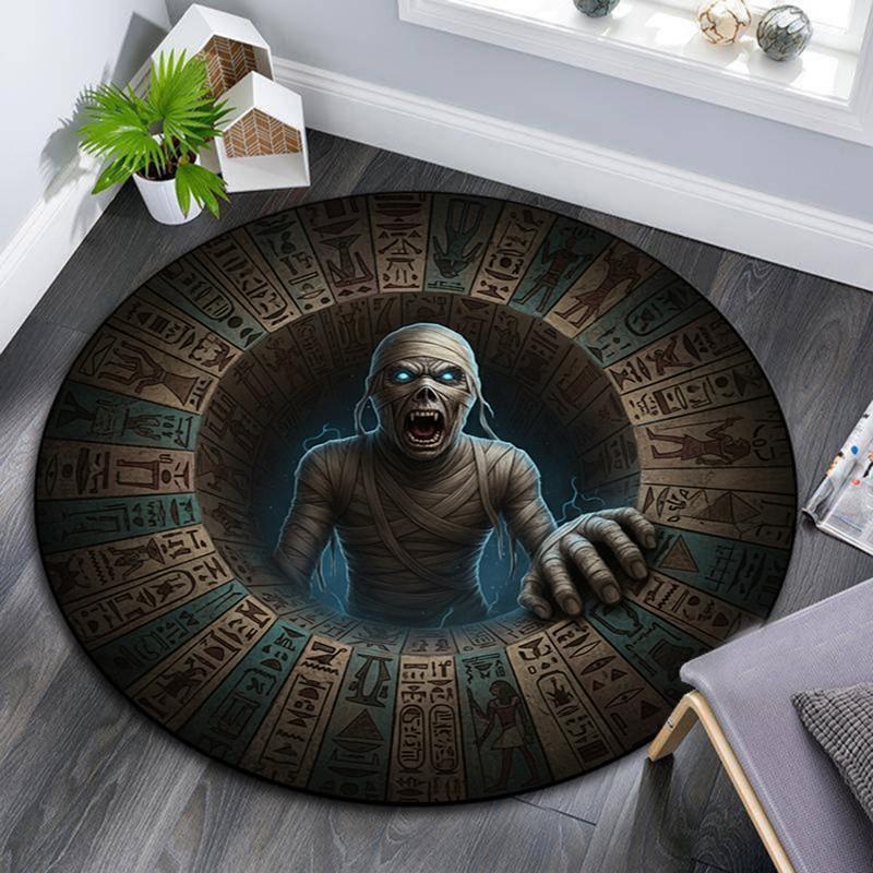 Tappeto Rotondo con Stampa Cartoon, Tappeto per Soggiorno Camera da Letto Divano Sala Giochi Decorazione, Tappetino Antiscivolo