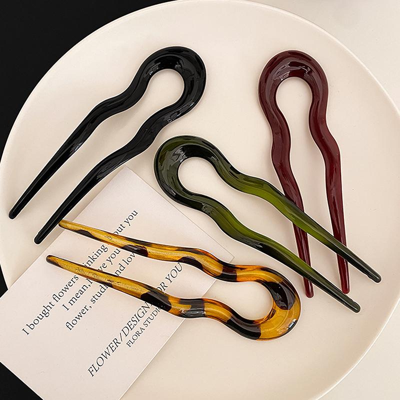 Elegant U-Shaped Hair Fork Fashion Simple Geometric Design Hair Sticks For Women Girls Temperament Hair Accessories Gifts