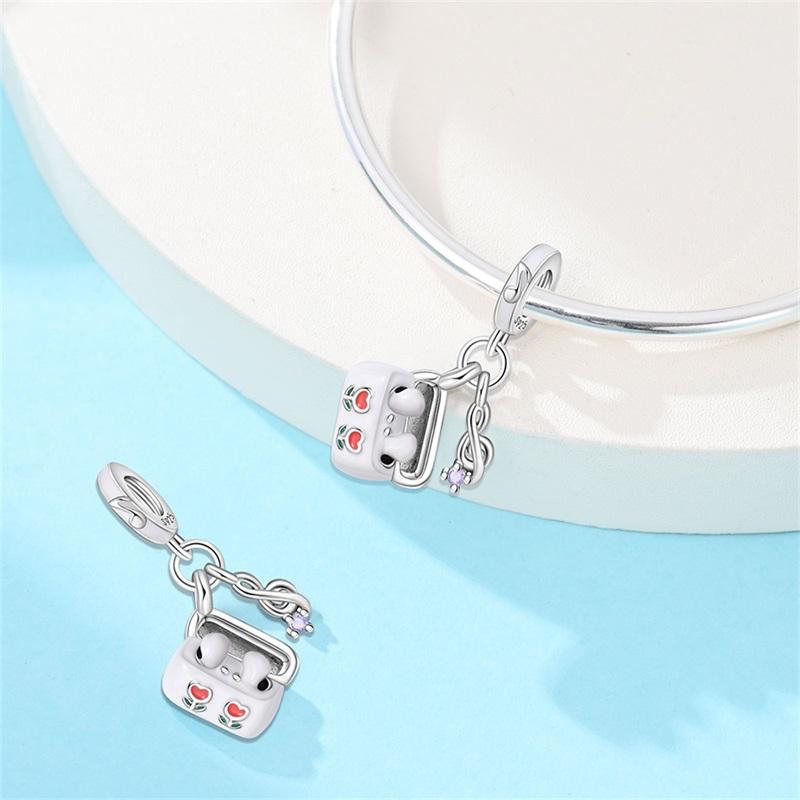 New Copper Charms Beads Pendant Heartbeat Headphones Beads Fit Original Bracelet Charms For Women Jewelry Gifts