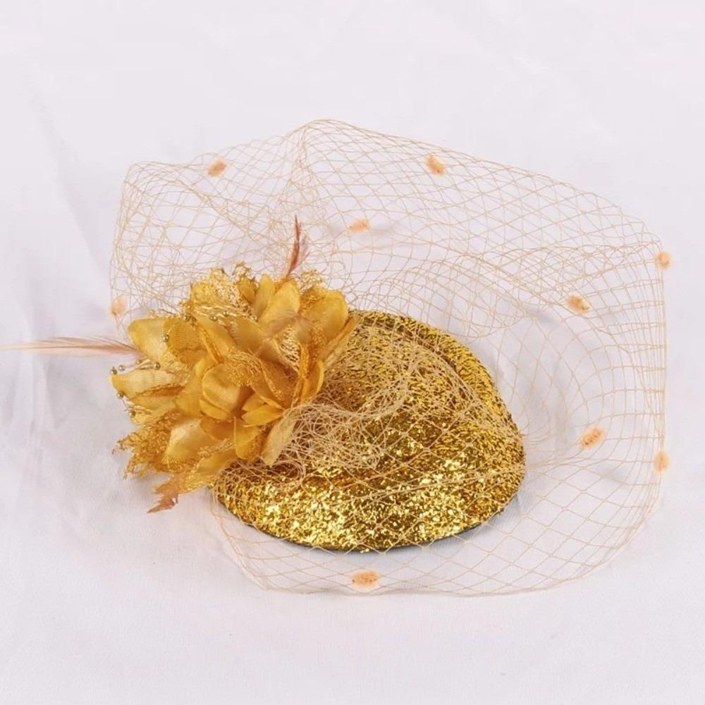 Solid Color Bridal Headdress Wave Point Hair Clip Hat Temperament Small Top Hat Women