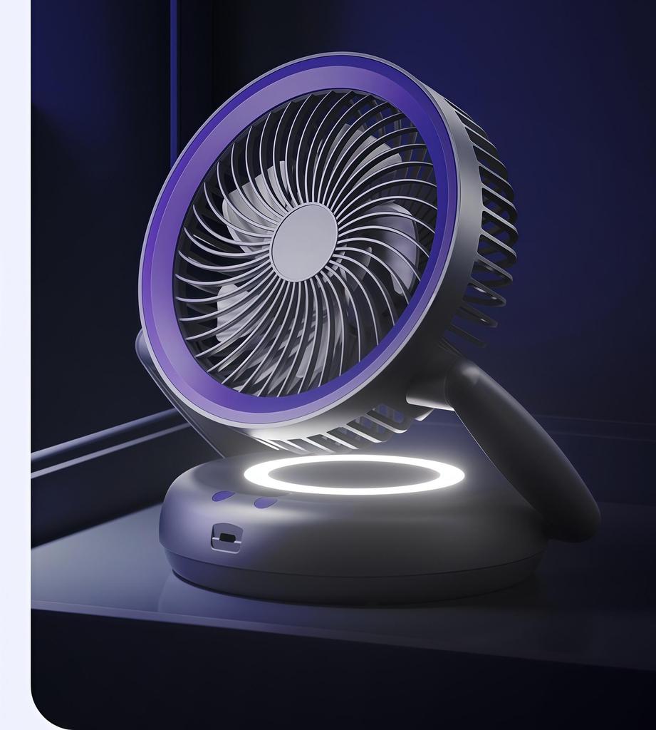 Compact Silent Night Light & Dual-Use Electric Fan - Portable Wall/Desktop Folding Design