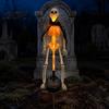 Halloween Party Supplies 2Pcs Solar Skeleton Yard Stake, LED Garden Lights, Waterproof Wireless Stakes Realistic Skull Figurines for Outdoor
