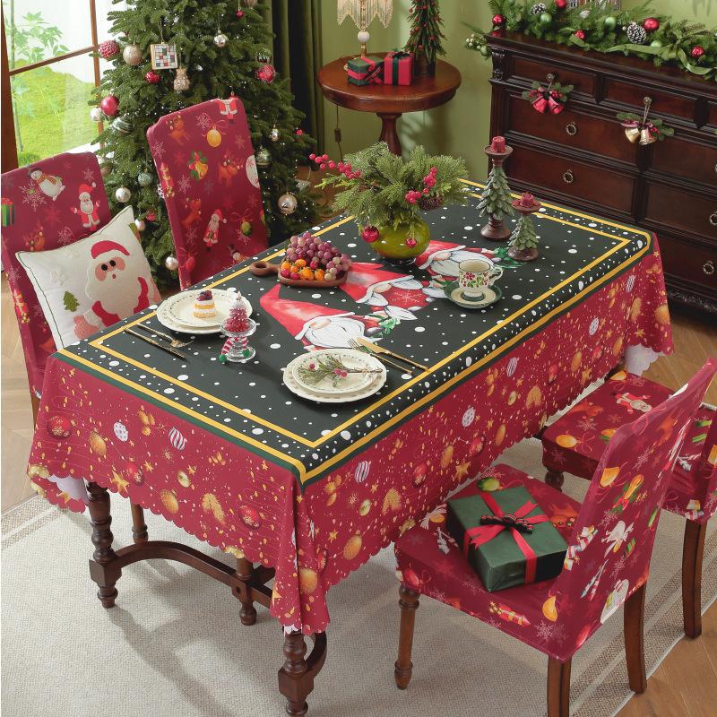 Weihnachtstischdecke Digitaldruck Wasserdicht Feiertags-Esstischdecke für Runde Schreibtischdeko