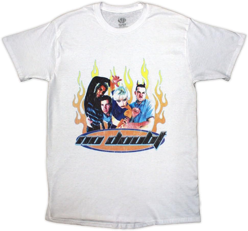 Men s No Doubt Flames T-Shirt White XXL