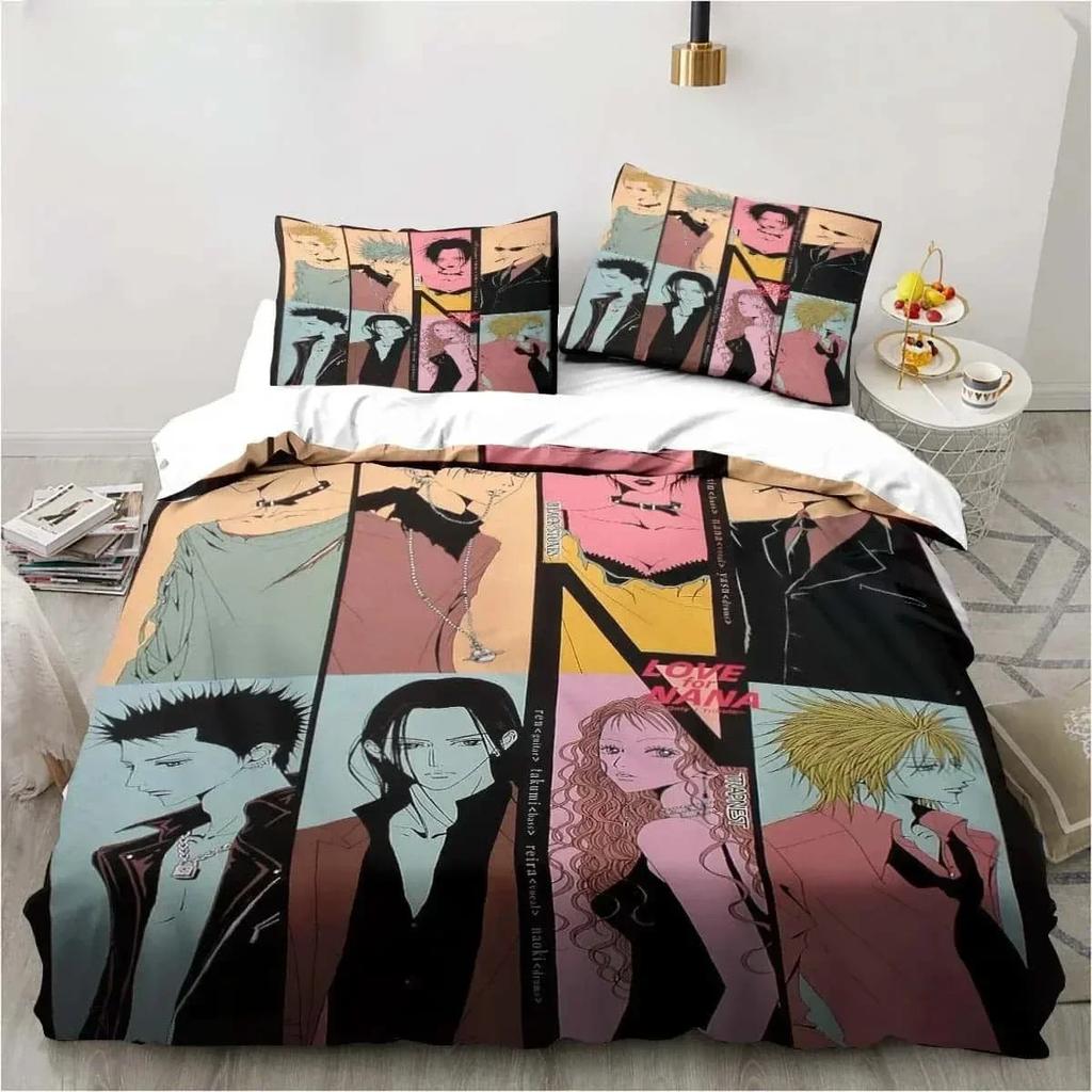3D Print Cartoons Black Stone NANA Manga Bedding Set Printed With Pillowcase Duvet Cover Soft Queen King Size Bedclothes Home