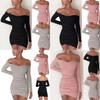 Elegant Women Long Sleeve Off Shoulder Evening Cocktail Party Club Bodycon Mini Dress Us