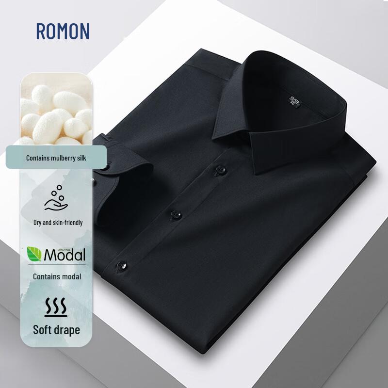 ROMON Men s Silk Modal Blend Non-Iron Long-Sleeve Shirt 180/104A