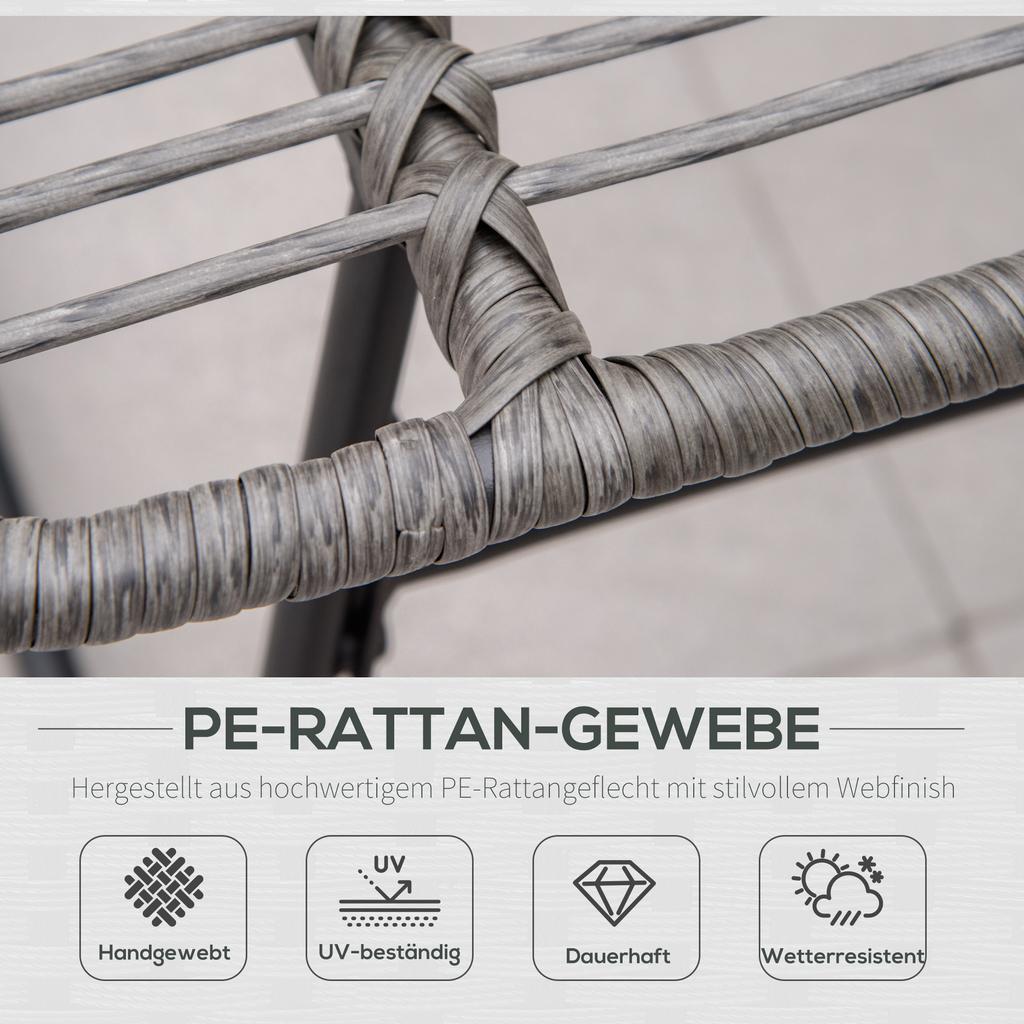 Sedia Relax in Rattan con Poggiapiedi, Sedia da Giardino con Cuscini Spessi Sedia in Rattan da Esterno Sedia da Giardino per Giardino, Balcone, Patio Grigio